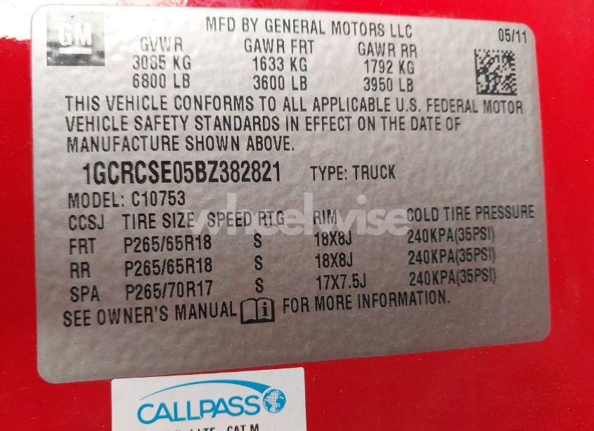 Photo 9 of 2011 Chevrolet Silverado 1500 LT (VIN 1GCRCSE05BZ382821)