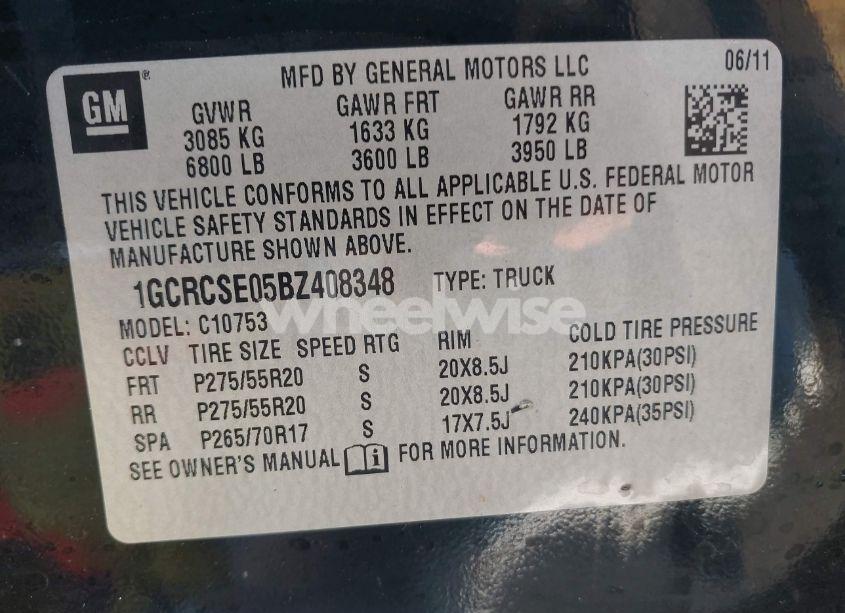 Photo 9 of 2011 Chevrolet Silverado 1500 LT (VIN 1GCRCSE05BZ408348)