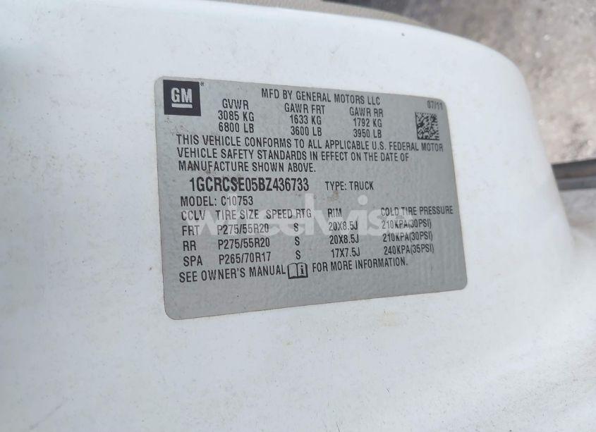 Photo 9 of 2011 Chevrolet Silverado 1500 LT (VIN 1GCRCSE05BZ436733)