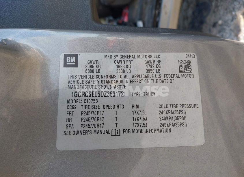 Photo 9 of 2013 Chevrolet Silverado 1500 LT (VIN 1GCRCSE05DZ363172)