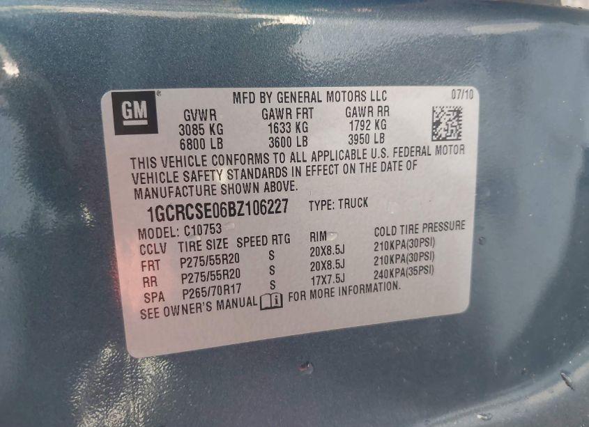 Photo 9 of 2011 Chevrolet Silverado 1500 LT (VIN 1GCRCSE06BZ106227)