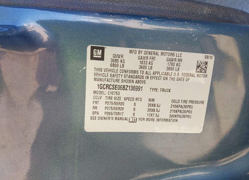 Photo 9 of 2011 Chevrolet Silverado 1500 LT (VIN 1GCRCSE06BZ136991)