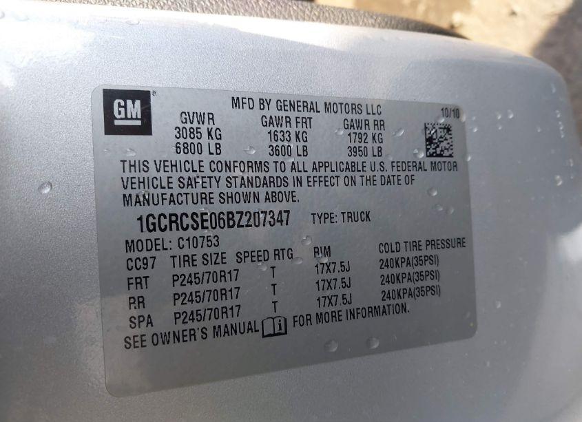 Photo 9 of 2011 Chevrolet Silverado 1500 LT (VIN 1GCRCSE06BZ207347)