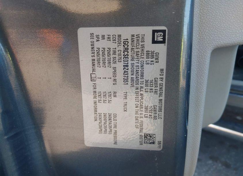 Photo 9 of 2011 Chevrolet Silverado 1500 LT (VIN 1GCRCSE07BZ437351)