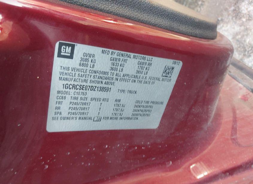 Photo 9 of 2013 Chevrolet Silverado 1500 LT (VIN 1GCRCSE07DZ138591)
