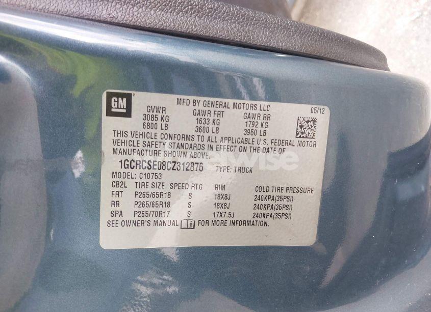 Photo 9 of 2012 Chevrolet Silverado 1500 LT (VIN 1GCRCSE08CZ312876)