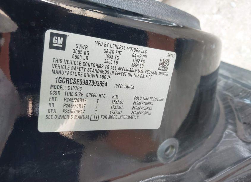 Photo 9 of 2011 Chevrolet Silverado 1500 LT (VIN 1GCRCSE09BZ393854)