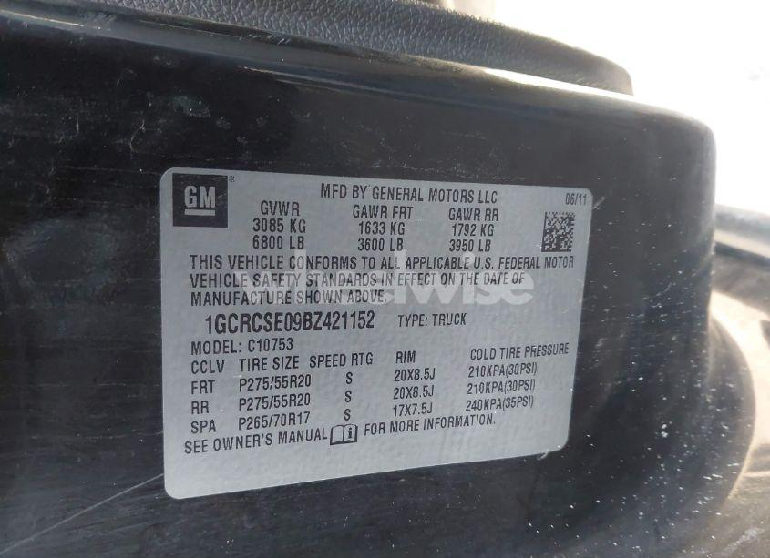 Photo 9 of 2011 Chevrolet Silverado 1500 LT (VIN 1GCRCSE09BZ421152)