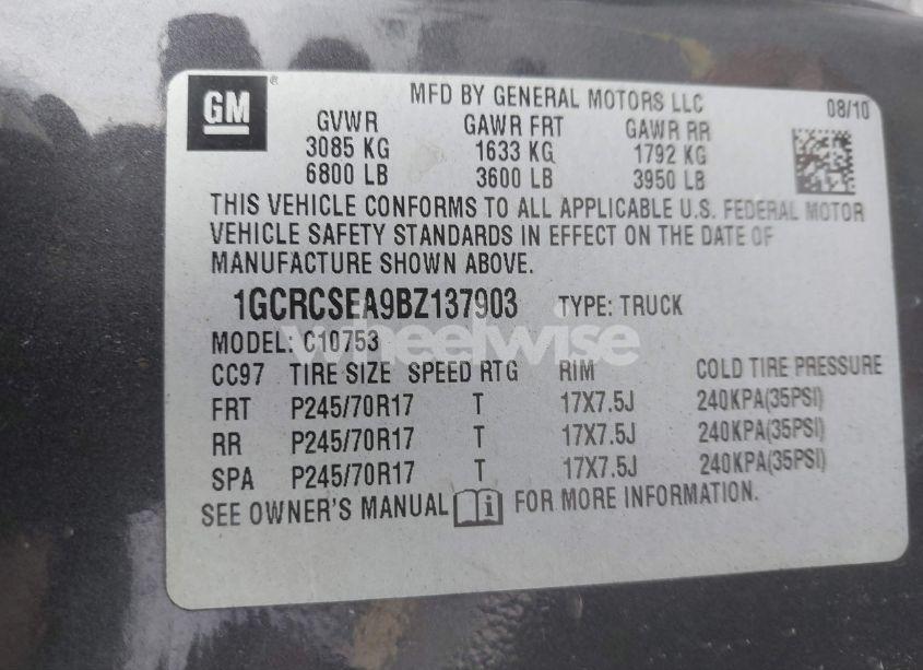 Photo 9 of 2011 Chevrolet Silverado 1500 LT (VIN 1GCRCSEA9BZ137903)