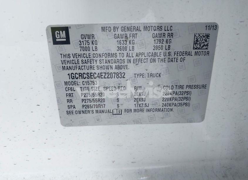 Photo 9 of 2014 Chevrolet Silverado 1500 1LZ (VIN 1GCRCSEC4EZ207832)