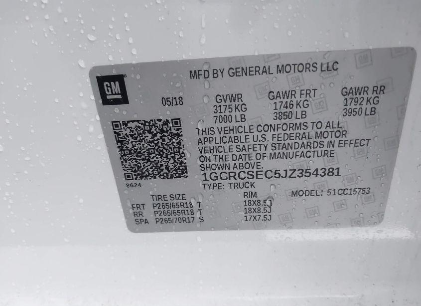 Photo 9 of 2018 Chevrolet Silverado 1500 1LZ (VIN 1GCRCSEC5JZ354381)