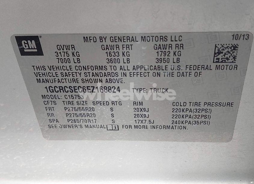 Photo 9 of 2014 Chevrolet Silverado 1500 1LZ (VIN 1GCRCSEC6EZ168824)