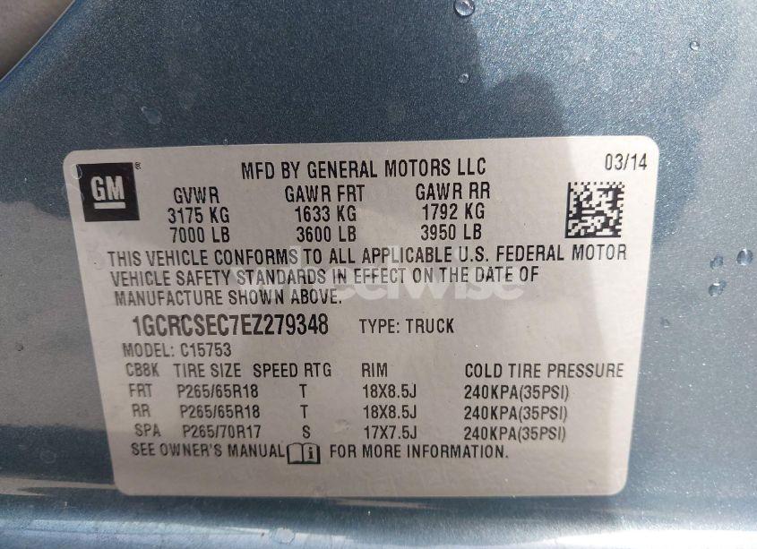 Photo 9 of 2014 Chevrolet Silverado 1500 1LZ (VIN 1GCRCSEC7EZ279348)