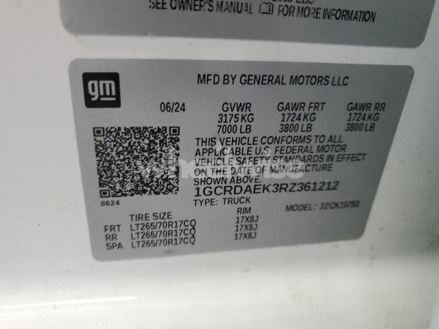 Photo 12 of 2024 CHEVROLET SILVERADO K1500 (VIN 1GCRDAEK3RZ361212)