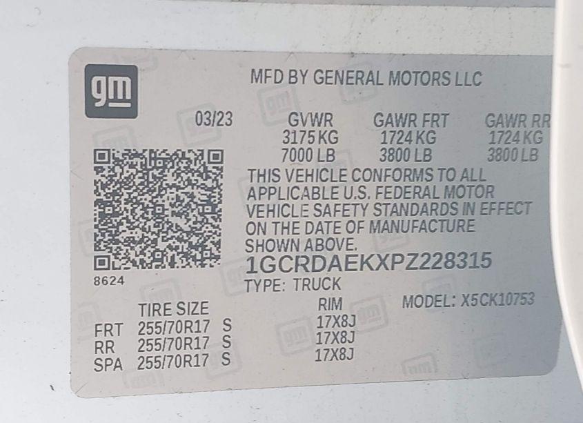 Photo 9 of 2023 Chevrolet Silverado 1500 4WD STANDARD BED WT (VIN 1GCRDAEKXPZ228315)