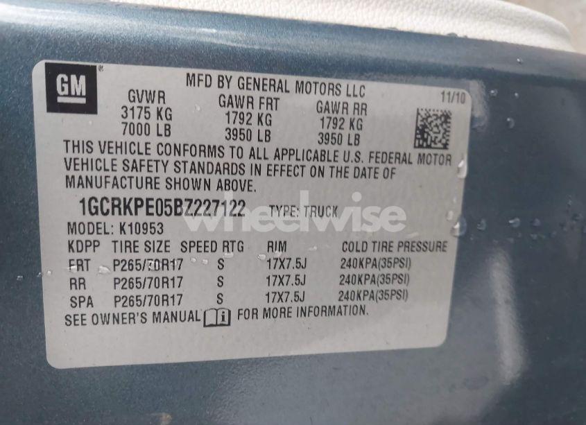 Photo 9 of 2011 Chevrolet Silverado 1500 WORK TRUCK (VIN 1GCRKPE05BZ227122)