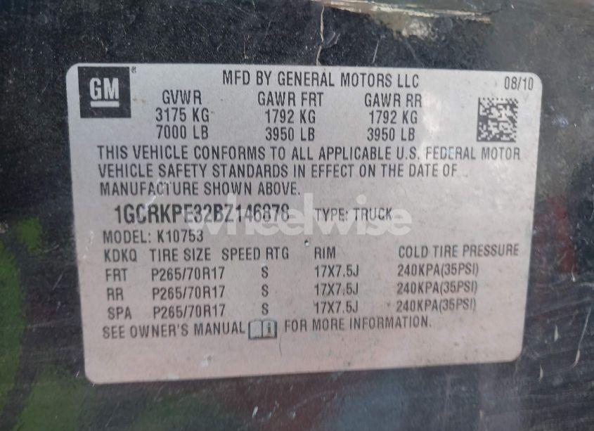 Photo 9 of 2011 Chevrolet Silverado 1500 WORK TRUCK (VIN 1GCRKPE32BZ146878)