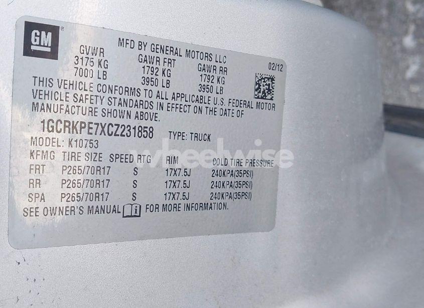 Photo 9 of 2012 Chevrolet Silverado 1500 WORK TRUCK (VIN 1GCRKPE7XCZ231858)