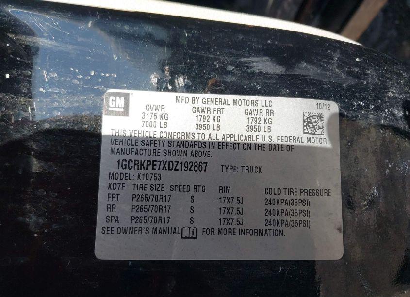 Photo 9 of 2013 Chevrolet Silverado 1500 WORK TRUCK (VIN 1GCRKPE7XDZ192867)