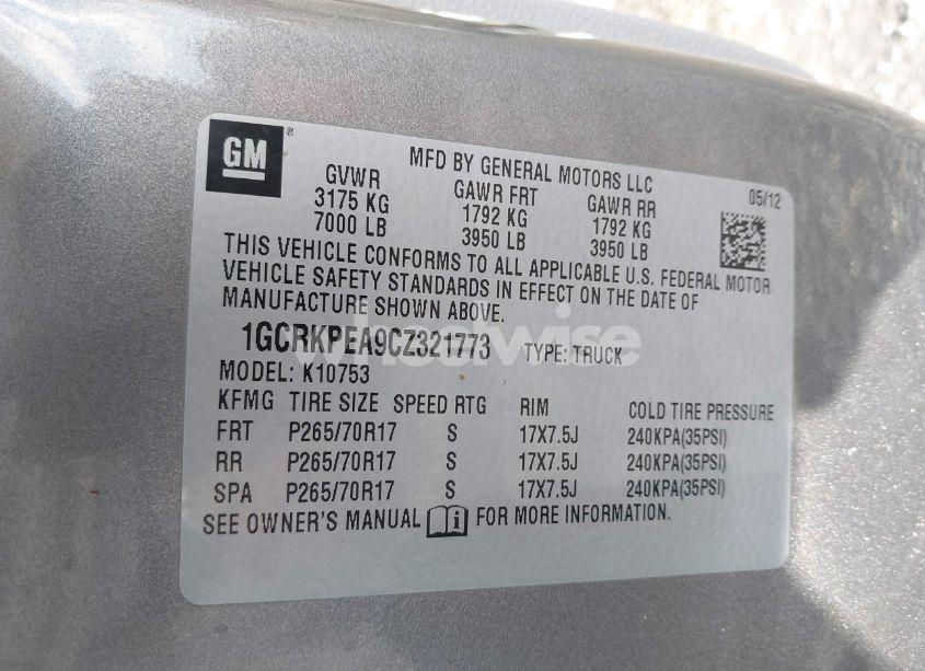 Photo 9 of 2012 Chevrolet Silverado 1500 WORK TRUCK (VIN 1GCRKPEA9CZ321773)