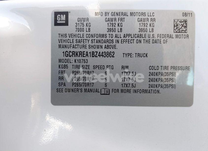 Photo 9 of 2011 Chevrolet Silverado 1500 LS (VIN 1GCRKREA1BZ443862)