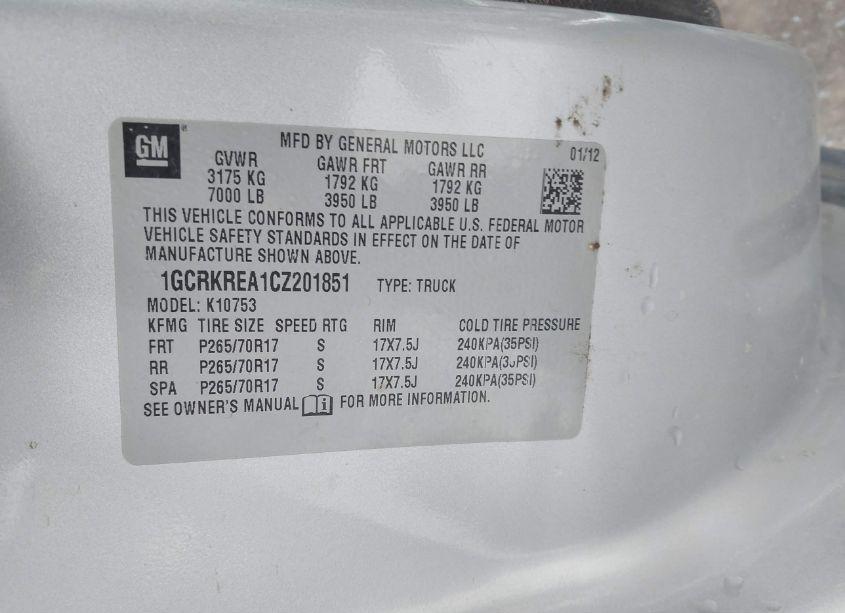 Photo 9 of 2012 Chevrolet Silverado 1500 LS (VIN 1GCRKREA1CZ201851)