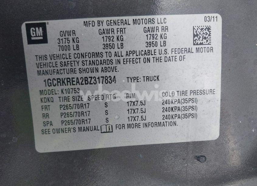 Photo 9 of 2011 Chevrolet Silverado 1500 LS (VIN 1GCRKREA2BZ317834)