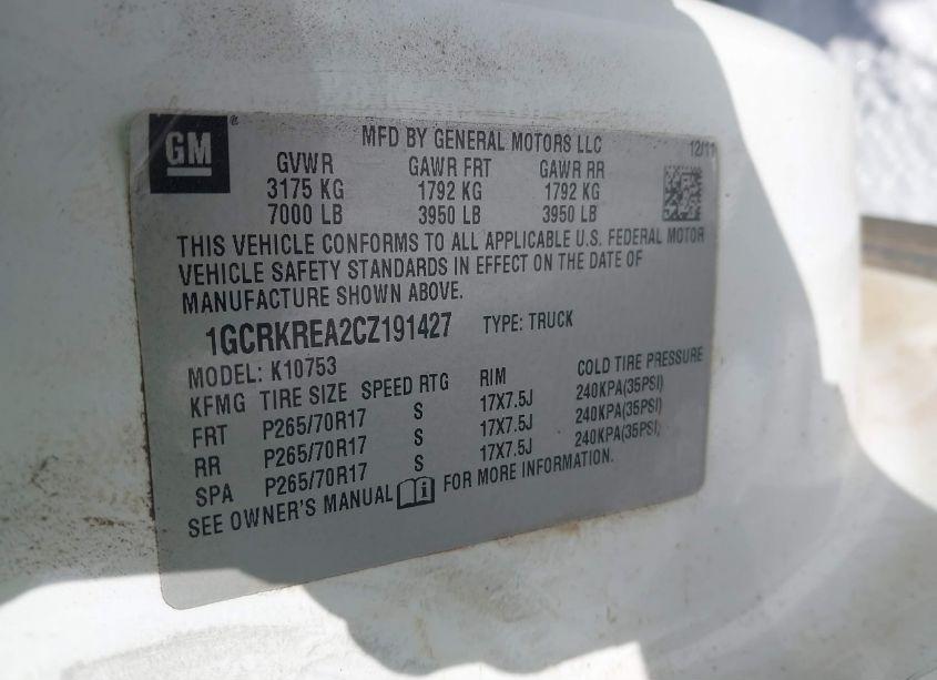 Photo 9 of 2012 Chevrolet Silverado 1500 LS (VIN 1GCRKREA2CZ191427)