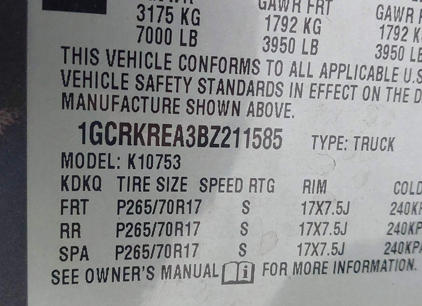 Photo 9 of 2011 Chevrolet Silverado 1500 LS (VIN 1GCRKREA3BZ211585)