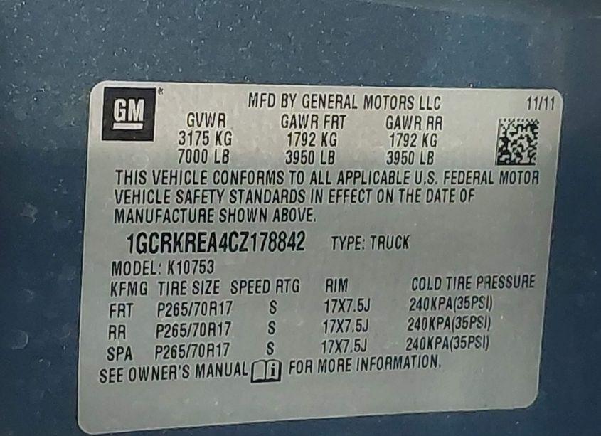 Photo 9 of 2012 Chevrolet Silverado 1500 LS (VIN 1GCRKREA4CZ178842)