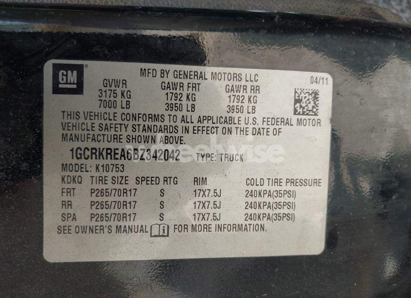 Photo 9 of 2011 Chevrolet Silverado 1500 LS (VIN 1GCRKREA6BZ342042)