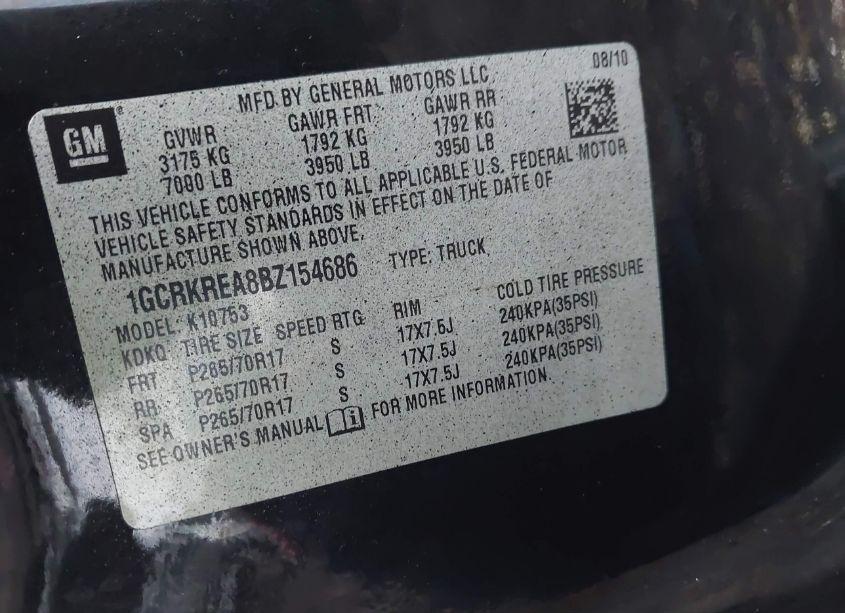 Photo 9 of 2011 Chevrolet Silverado 1500 LS (VIN 1GCRKREA8BZ154686)