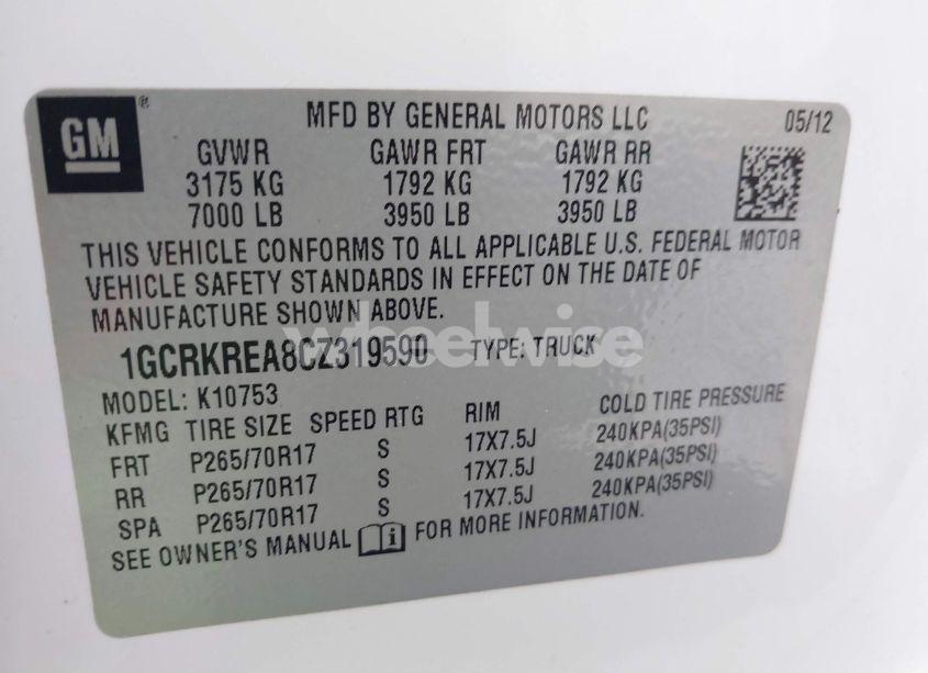 Photo 9 of 2012 Chevrolet Silverado 1500 LS (VIN 1GCRKREA8CZ319590)