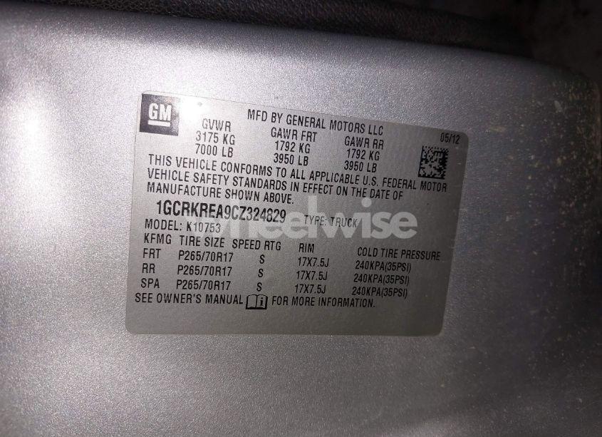 Photo 9 of 2012 Chevrolet Silverado 1500 LS (VIN 1GCRKREA9CZ324829)