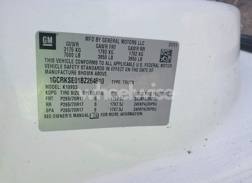 Photo 9 of 2011 Chevrolet Silverado 1500 LT (VIN 1GCRKSE01BZ264610)