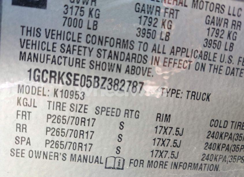 Photo 9 of 2011 Chevrolet Silverado 1500 LT (VIN 1GCRKSE05BZ382787)