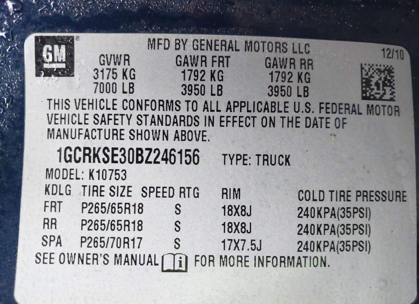 Photo 9 of 2011 Chevrolet Silverado 1500 LT (VIN 1GCRKSE30BZ246156)