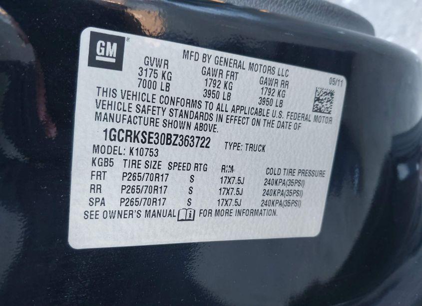 Photo 9 of 2011 Chevrolet Silverado 1500 LT (VIN 1GCRKSE30BZ363722)