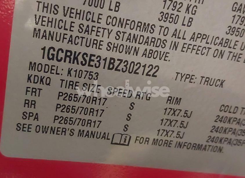 Photo 9 of 2011 Chevrolet Silverado 1500 LT (VIN 1GCRKSE31BZ302122)