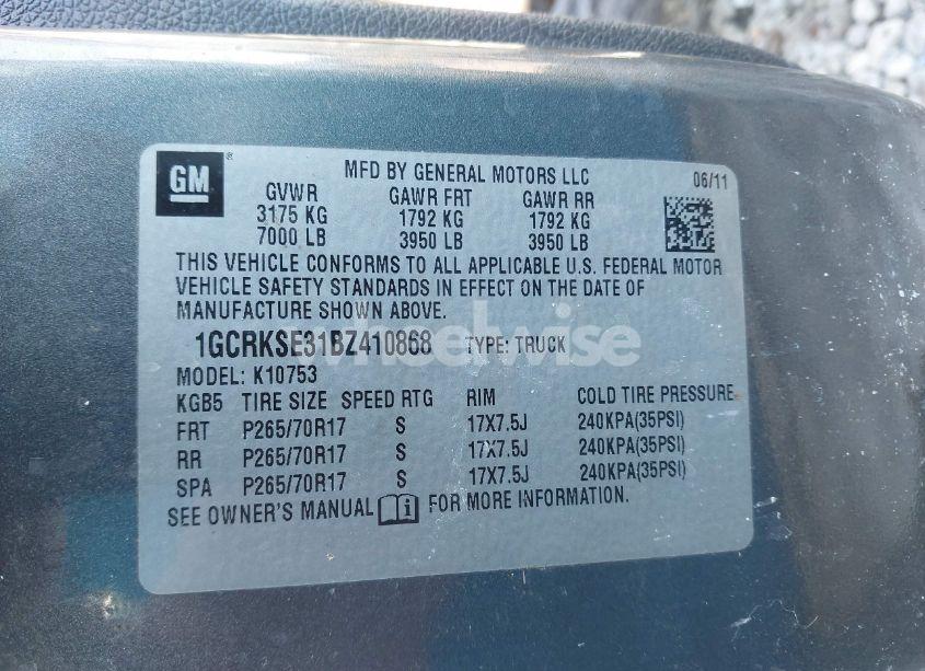 Photo 9 of 2011 Chevrolet Silverado 1500 LT (VIN 1GCRKSE31BZ410868)