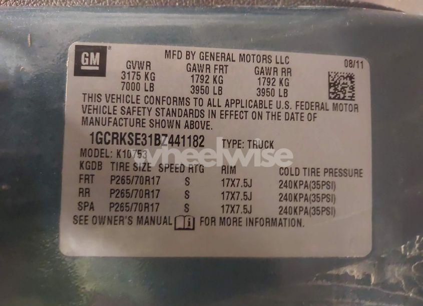 Photo 9 of 2011 Chevrolet Silverado 1500 LT (VIN 1GCRKSE31BZ441182)