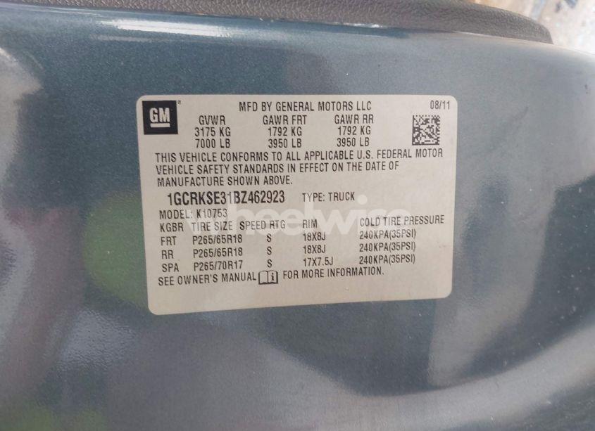 Photo 9 of 2011 Chevrolet Silverado 1500 LT (VIN 1GCRKSE31BZ462923)