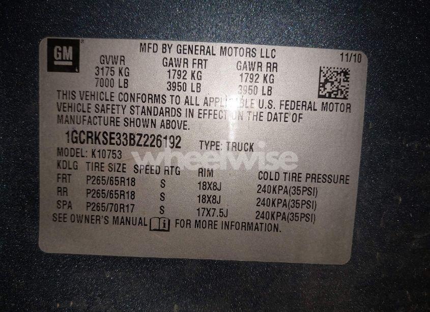 Photo 9 of 2011 Chevrolet Silverado 1500 LT (VIN 1GCRKSE33BZ226192)