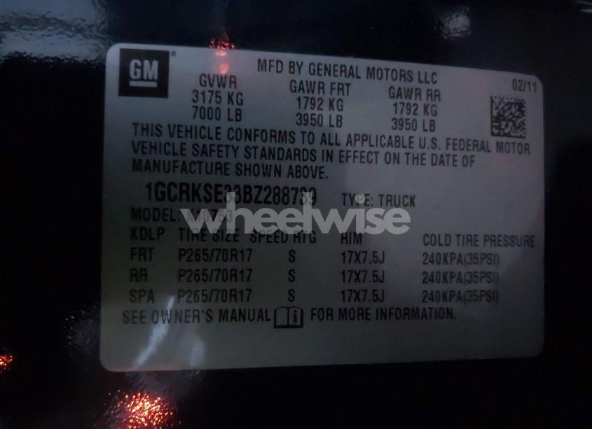 Photo 9 of 2011 Chevrolet Silverado 1500 LT (VIN 1GCRKSE33BZ288739)