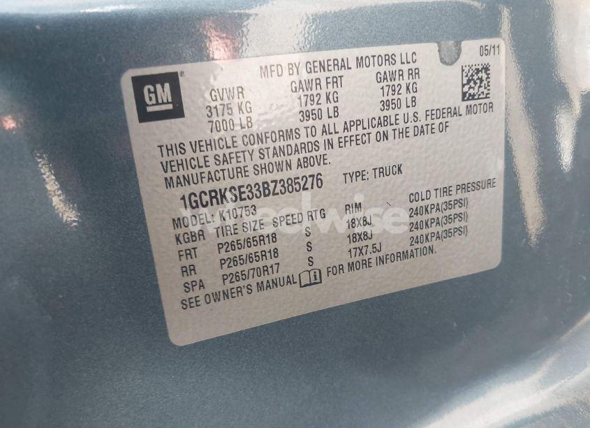 Photo 9 of 2011 Chevrolet Silverado 1500 LT (VIN 1GCRKSE33BZ385276)