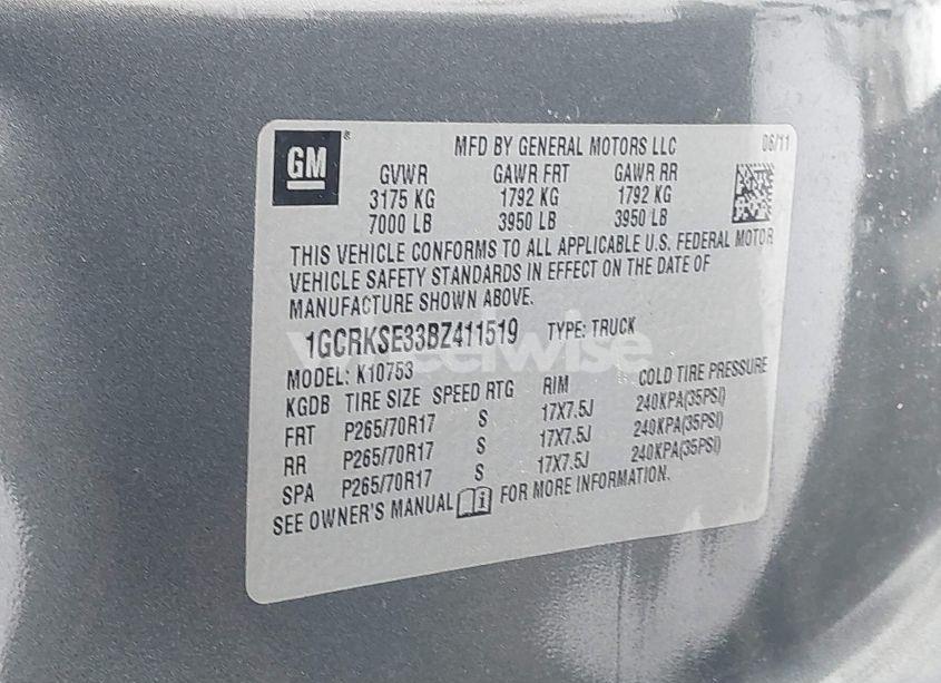 Photo 9 of 2011 Chevrolet Silverado 1500 LT (VIN 1GCRKSE33BZ411519)