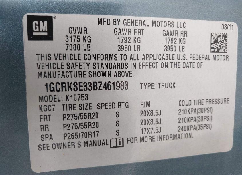 Photo 9 of 2011 Chevrolet Silverado 1500 LT (VIN 1GCRKSE33BZ461983)