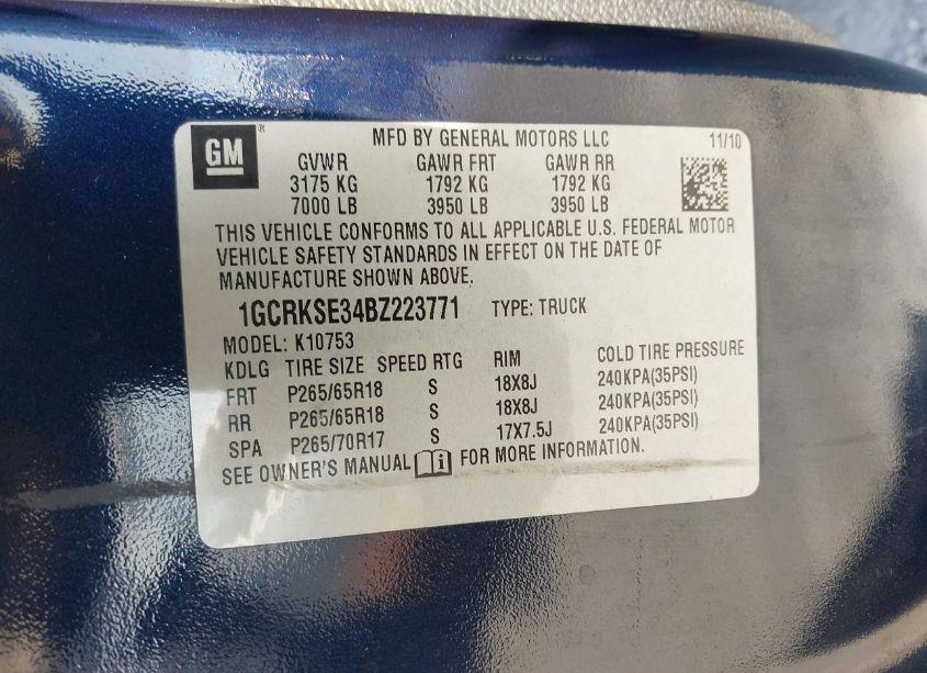 Photo 9 of 2011 Chevrolet Silverado 1500 LT (VIN 1GCRKSE34BZ223771)