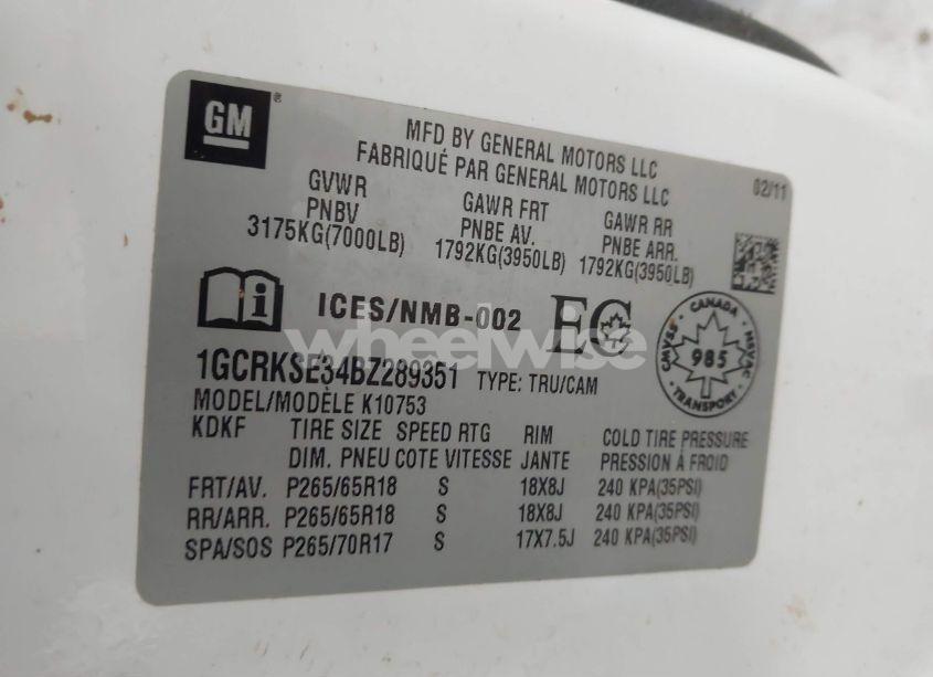 Photo 9 of 2011 Chevrolet Silverado 1500 LT (VIN 1GCRKSE34BZ289351)