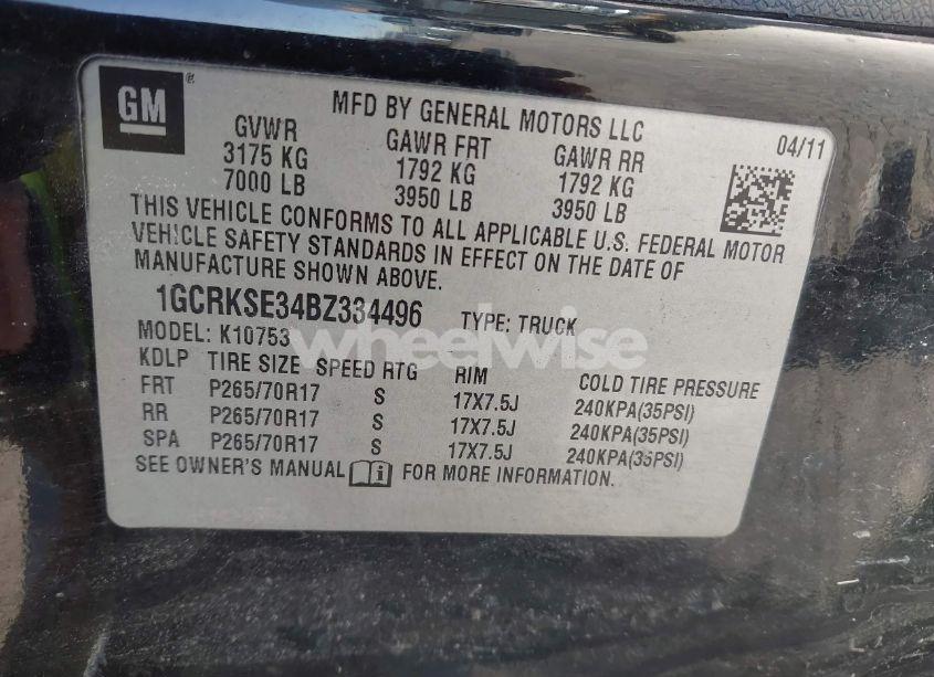 Photo 9 of 2011 Chevrolet Silverado 1500 LT (VIN 1GCRKSE34BZ334496)